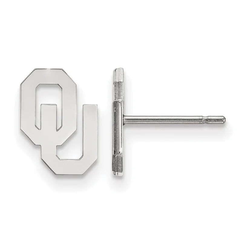 Women's limited edition earrings-14k White Gold University of Oklahoma XS (Tiny) Post Earrings