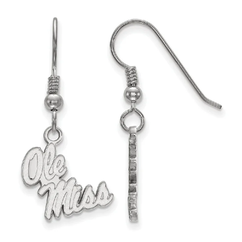 Women's vintage-inspired earrings-Sterling Silver University of Mississippi Small Dangle Earrings