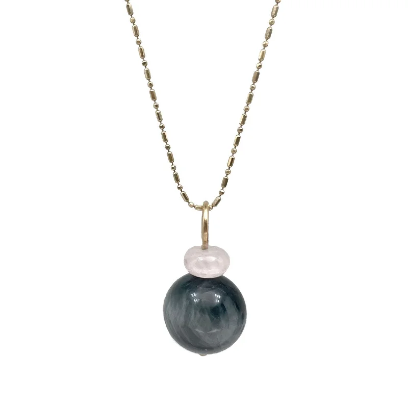 Women's moon phase necklaces-Lucky Pom Rose Quartz Chrysoberyl