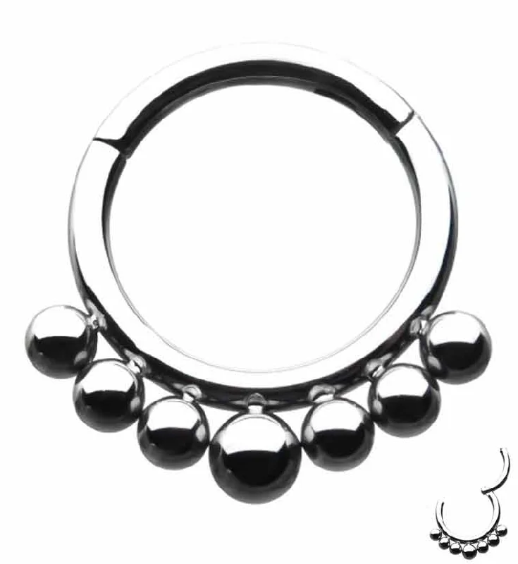 Designer women's rings-Titanium Hinged Beaded Column Segment Ring