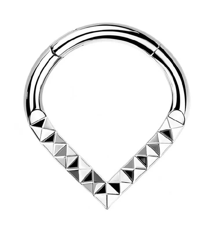 Women's exclusive rings-Teardrop Polyhedra Titanium Hinged Segment Ring