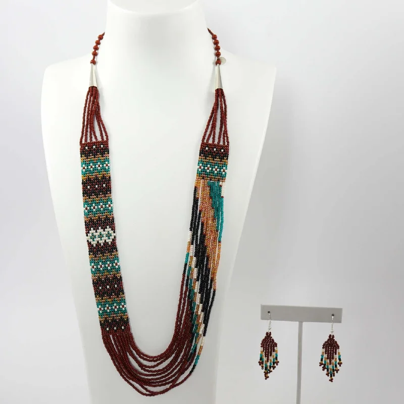 Women's formal necklaces-Bead Necklace and Earring Set