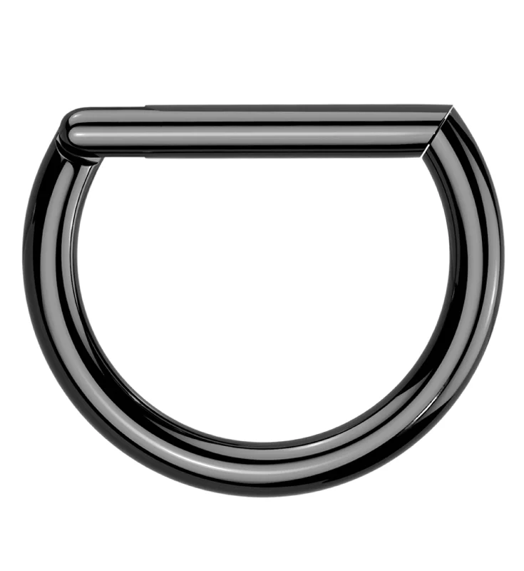 Women's cross rings-Black PVD Titanium D-Shaped Hinged Segment Ring