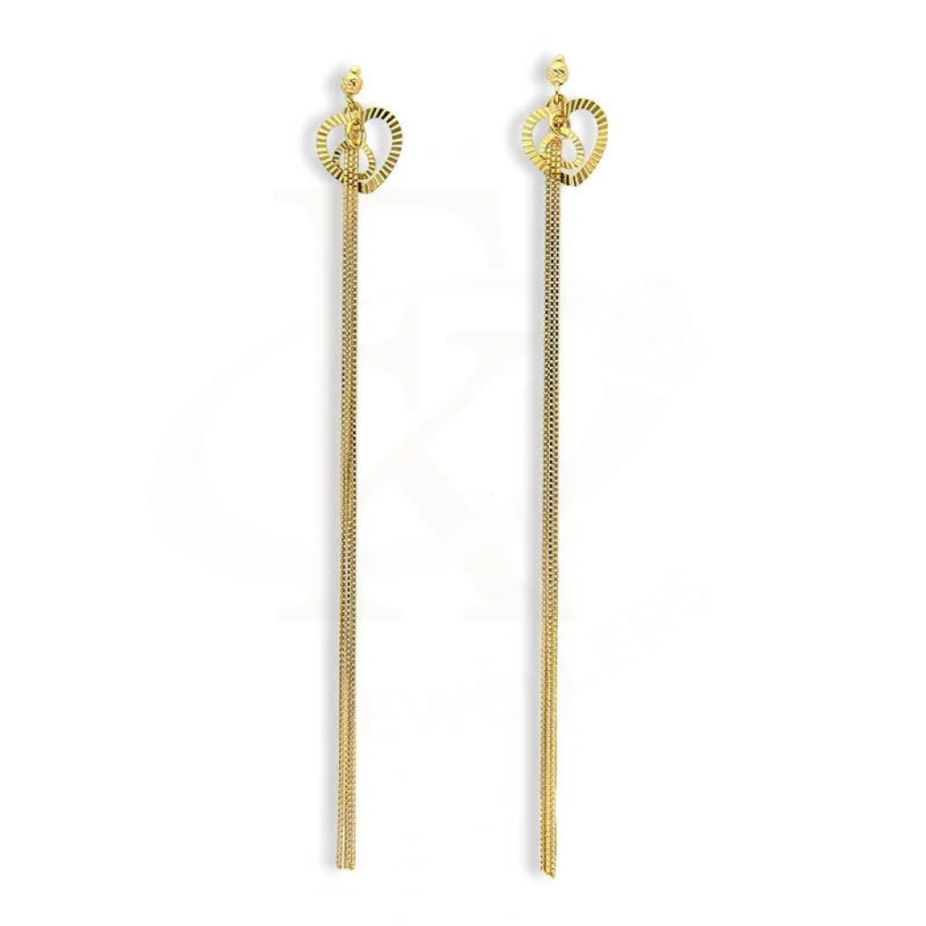 Women's ethical earrings-Gold Heart Tic Tac Drop Earrings 18KT - FKJERN18K3103