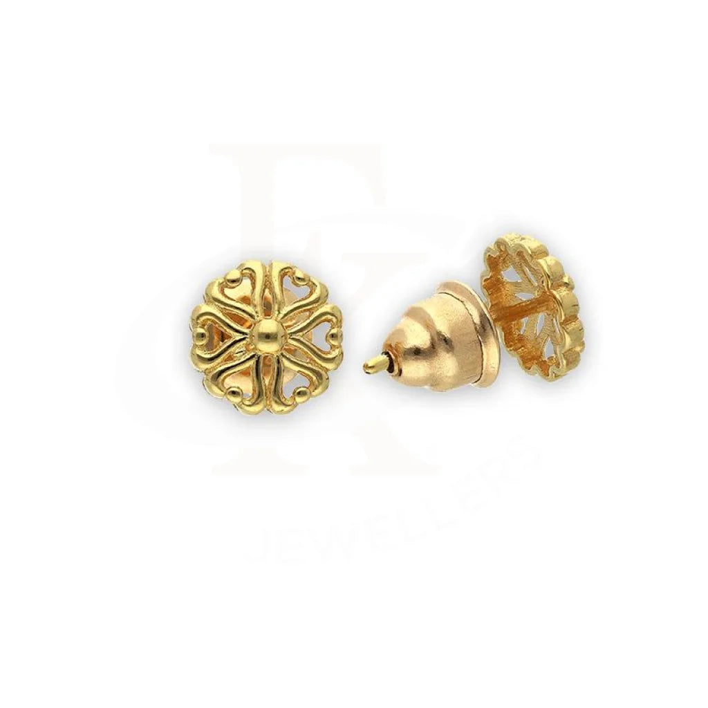 Minimalist women's earrings-Gold Flower Shaped Stud Earrings 18KT - FKJERN18K2294