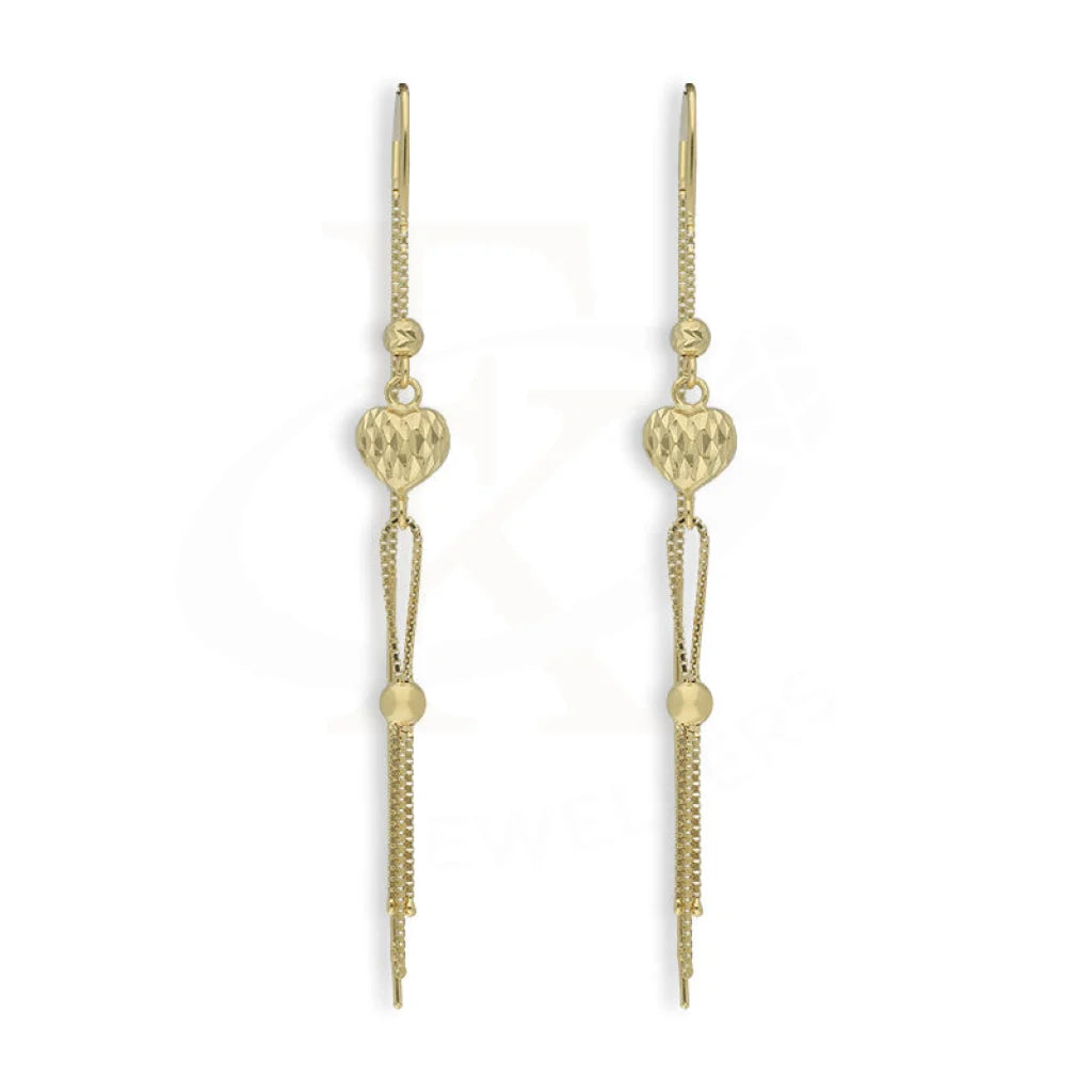 Women's formal earrings-Gold Hanging Heart Drop Earrings 18KT - FKJERN18K5235