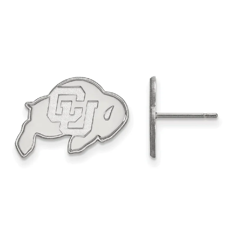 Women's sterling silver earrings-10k White Gold University of Colorado Buffalo Small Post Earrings