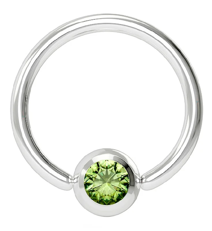 Women's limited edition rings-Green Gem Stainless Steel Captive Ring