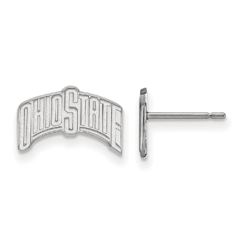 Women's celestial earrings-10k White Gold Ohio State University Small Logo Post Earrings