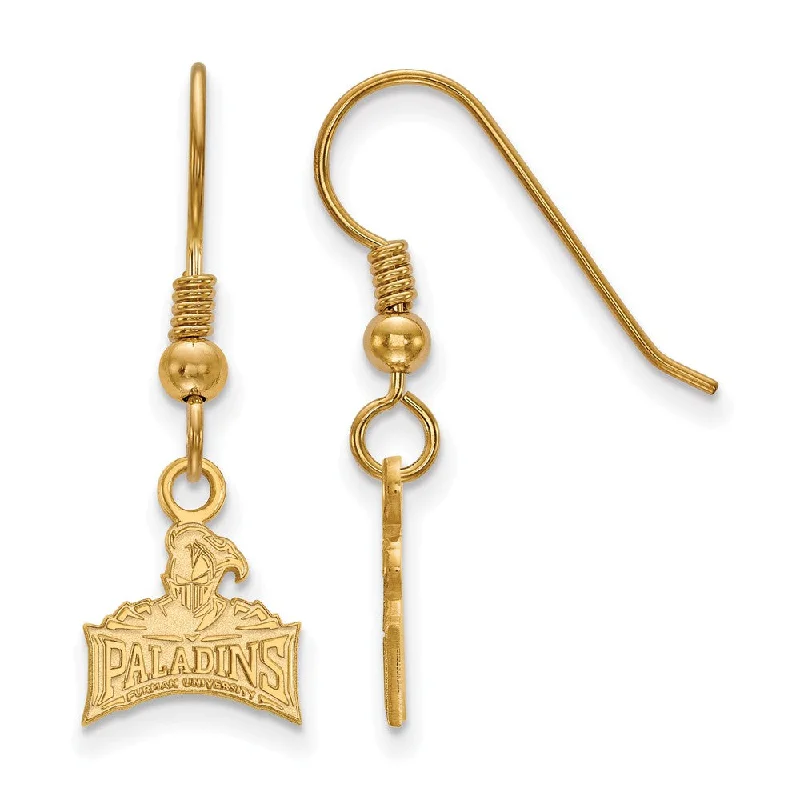 Women's bohemian earrings-14k Gold Plated Silver Furman University XS (Tiny) Dangle Earrings