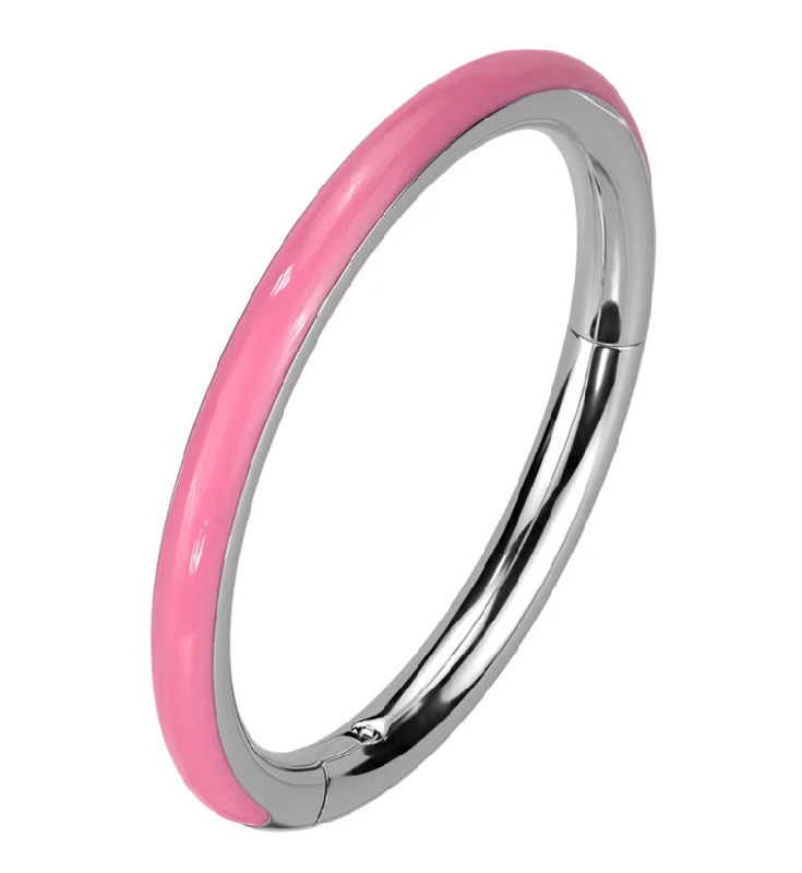 Women's elegant rings-Pink Glow In The Dark Side Facing Titanium Hinged Segment Ring