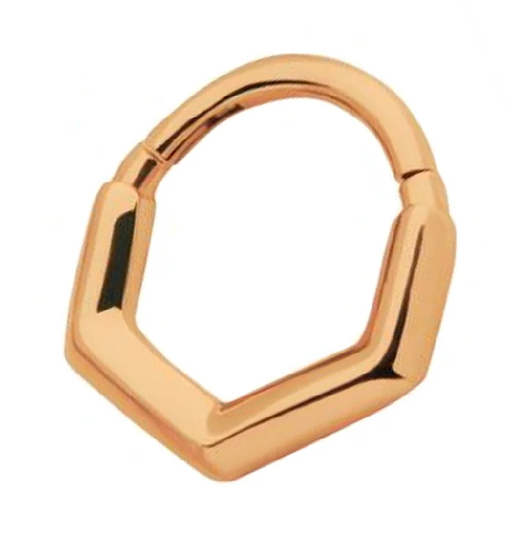 Women's celestial rings-Rose Gold PVD V-Shaped Hinged Segment Ring