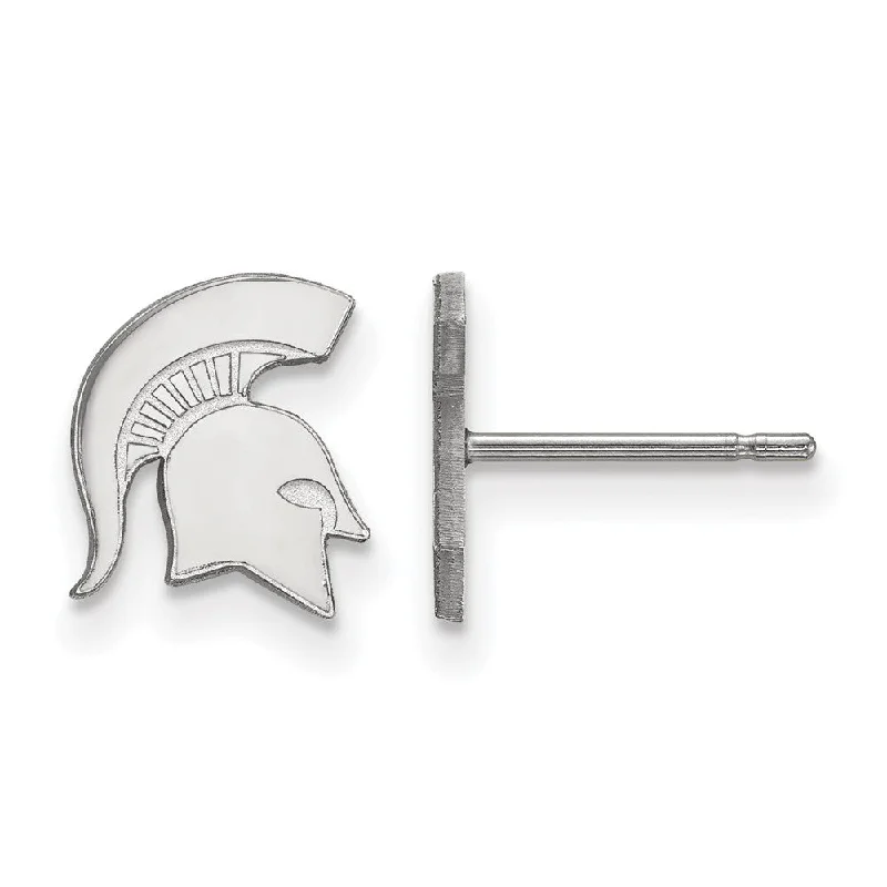 Women's friendship earrings-14k White Gold Michigan State University XS (Tiny) Post Earrings