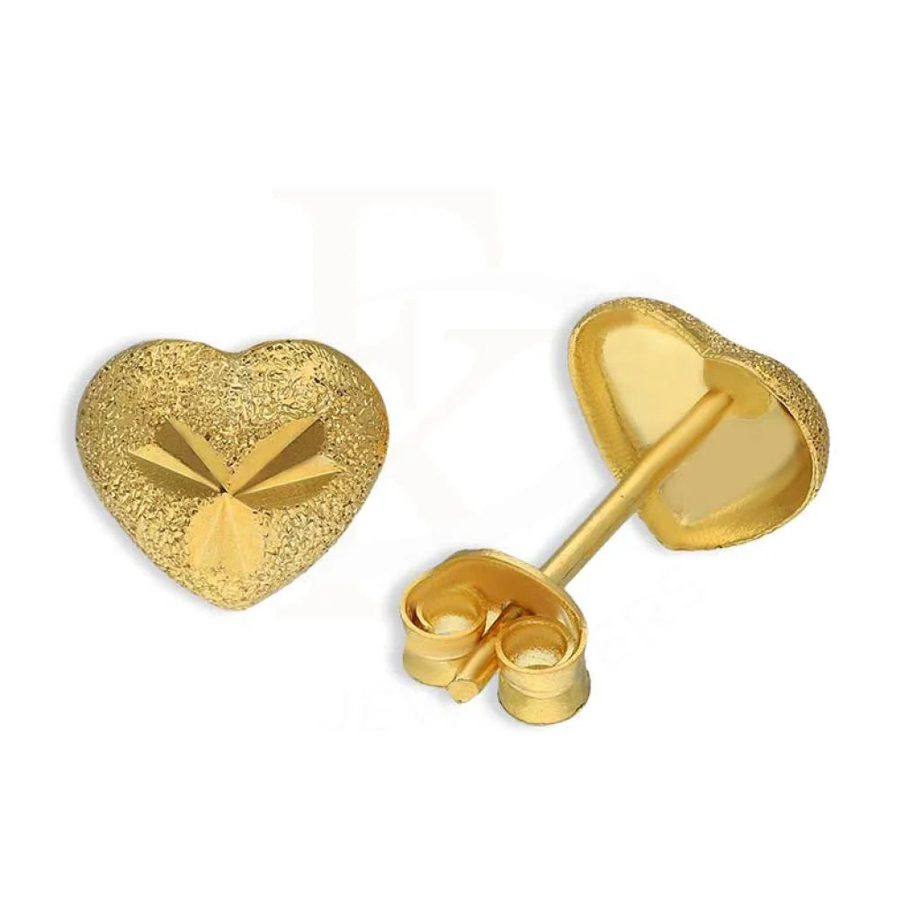 Women's Valentine's Day earrings-Gold Heart Stud Earrings 18KT - FKJERN18K3101