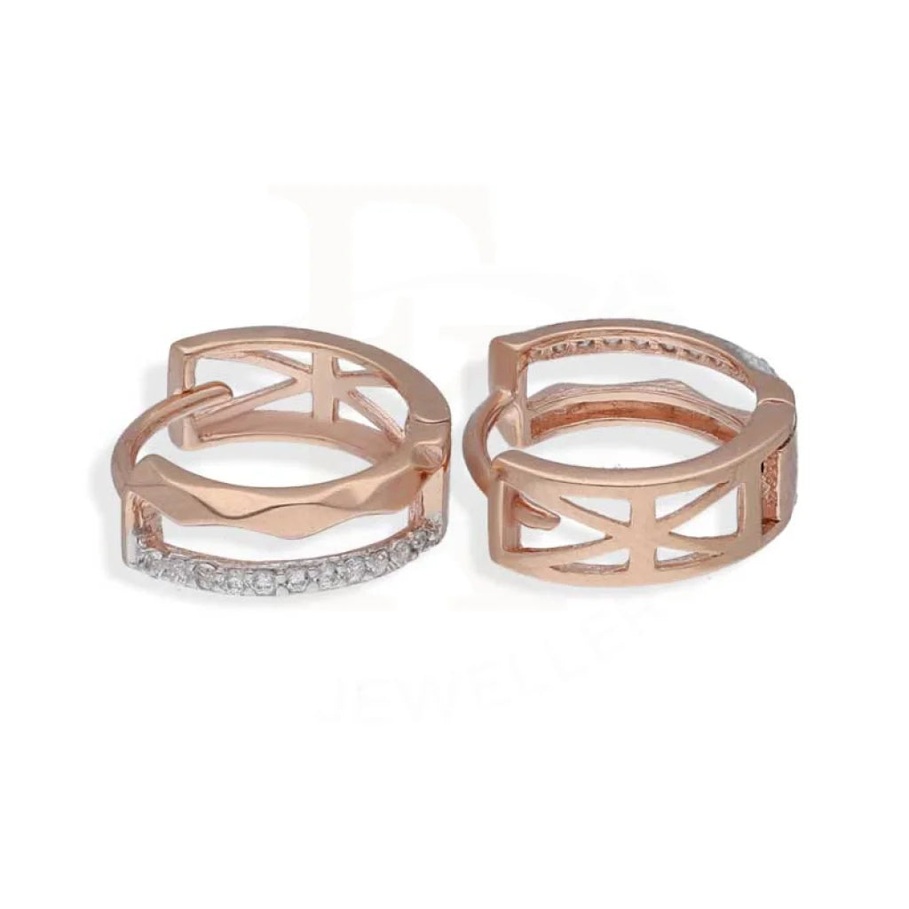 Women's hoop earrings-Sterling Silver 925 Rose Gold Plated Clip On Hoop Earrings - FKJERNSL2874