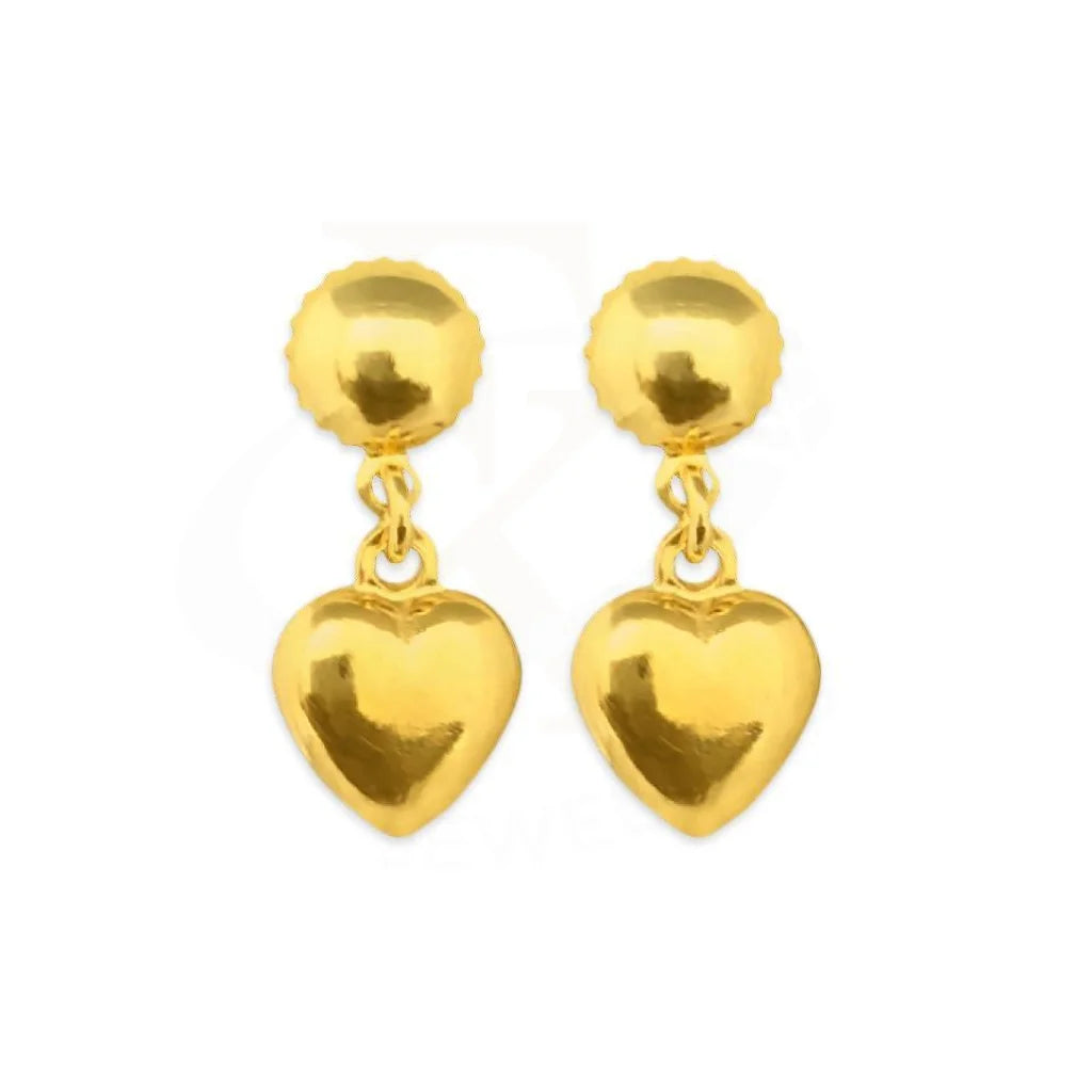 Women's celestial earrings-Gold Drop Heart Earrings 18KT - FKJERN1561