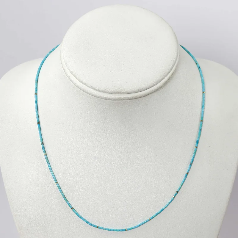 Women's gemstone necklaces-Kingman Turquoise Heishi Necklace