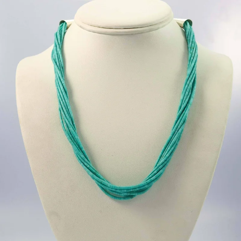 Women's statement necklaces-Turquoise Heishi Necklace