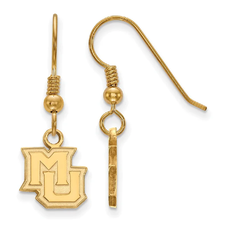 Women's graduation earrings-14k Gold Plated Silver Marquette University XS (Tiny) Dangle Earrings