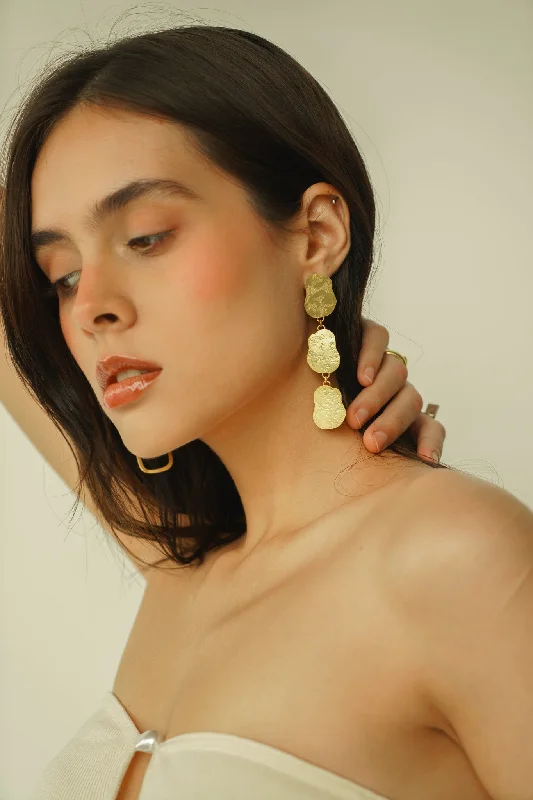 Women's leather earrings-Ode Gold Plated Earrings