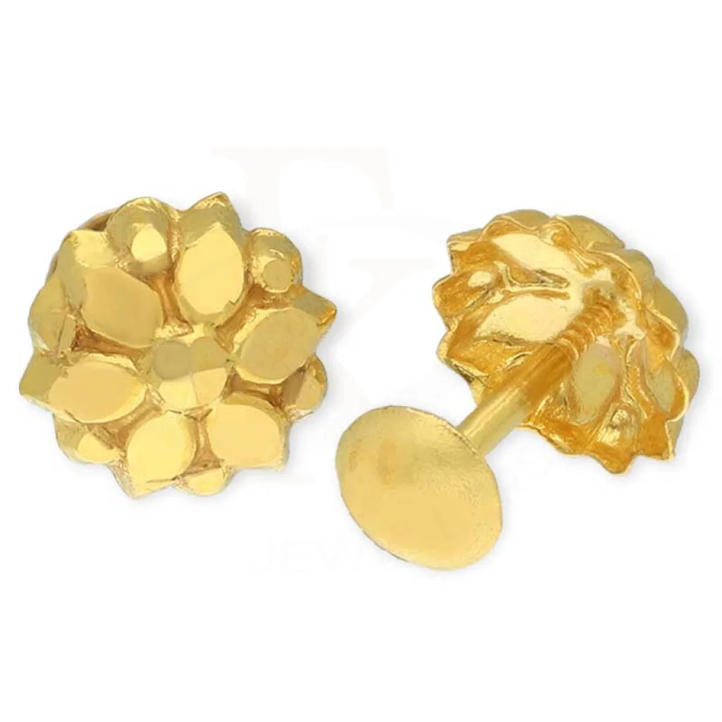 Women's jade earrings-Gold Flower Shaped Second Stud Earrings 18KT - FKJERN18K3153