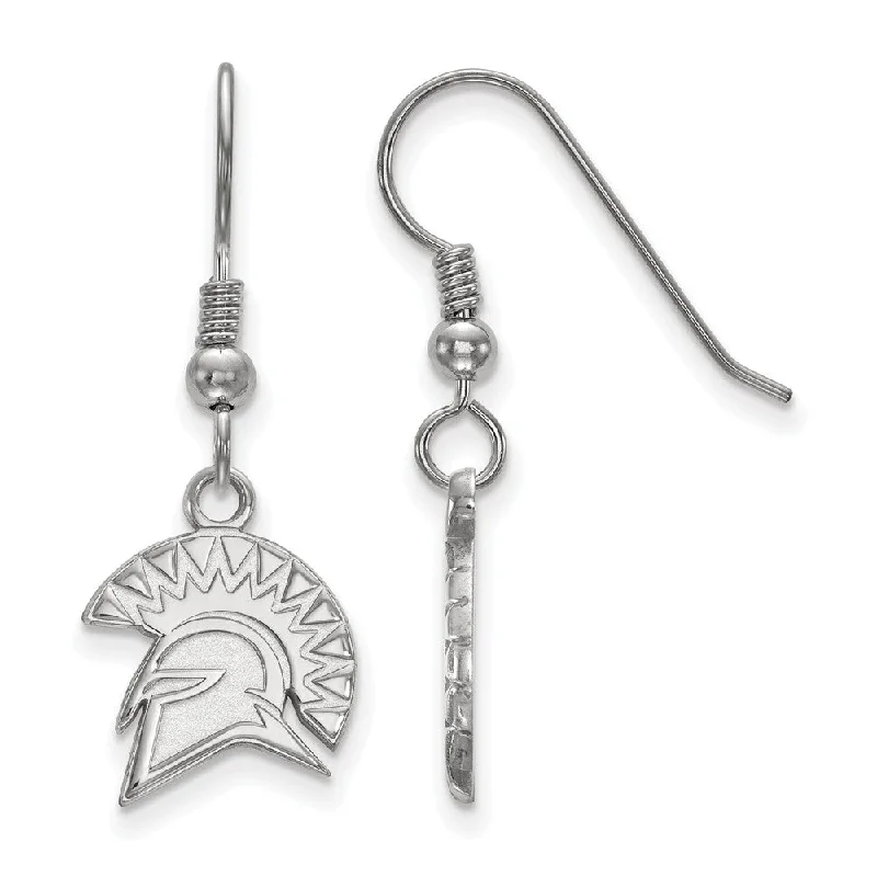 Women's threader earrings-Sterling Silver San Jose State University Small Dangle Earrings