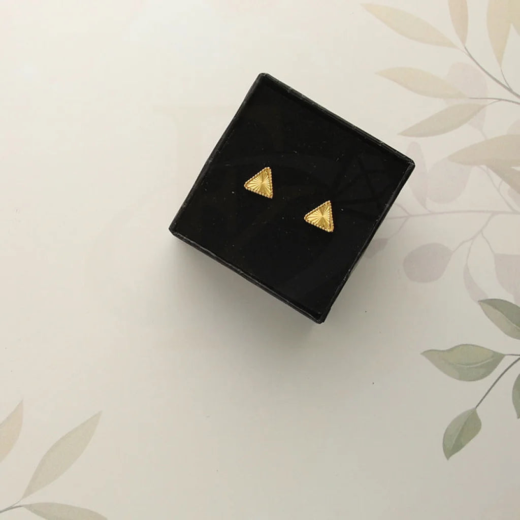 Women's geometric earrings-Gold Triangle Shaped Stud Earrings 21KT - FKJERN21KM5006