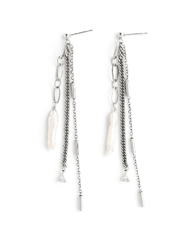 Modern women's earrings-Trellis Silver Earrings