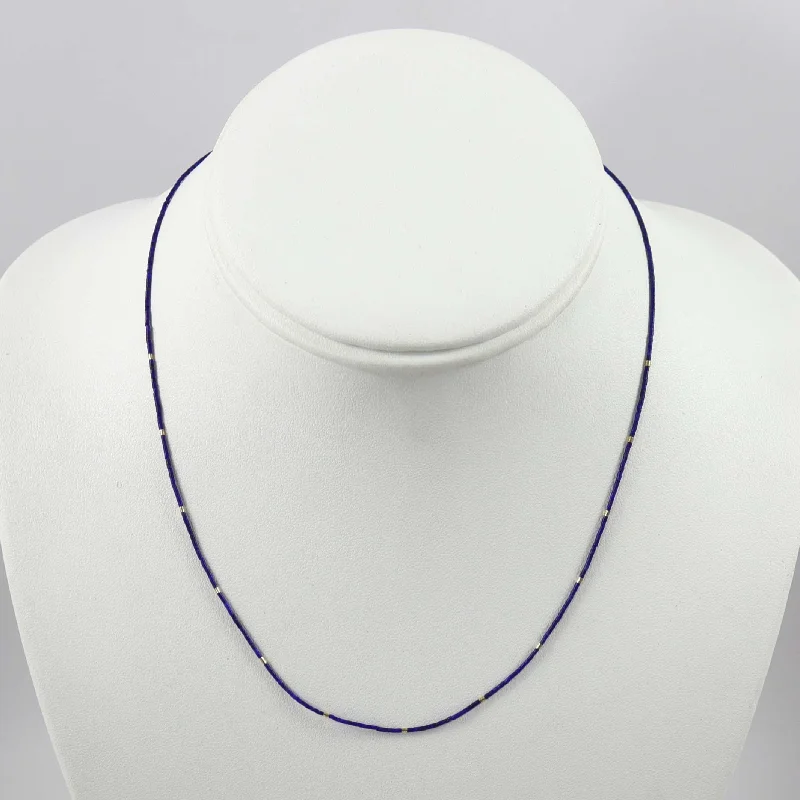 Women's Valentine's Day necklaces-Lapis and Gold Heishi Necklace