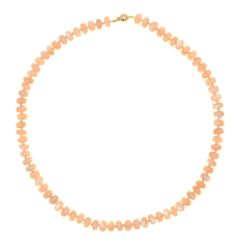 Women's statement necklaces-Beaded Peach Moonstone Necklace