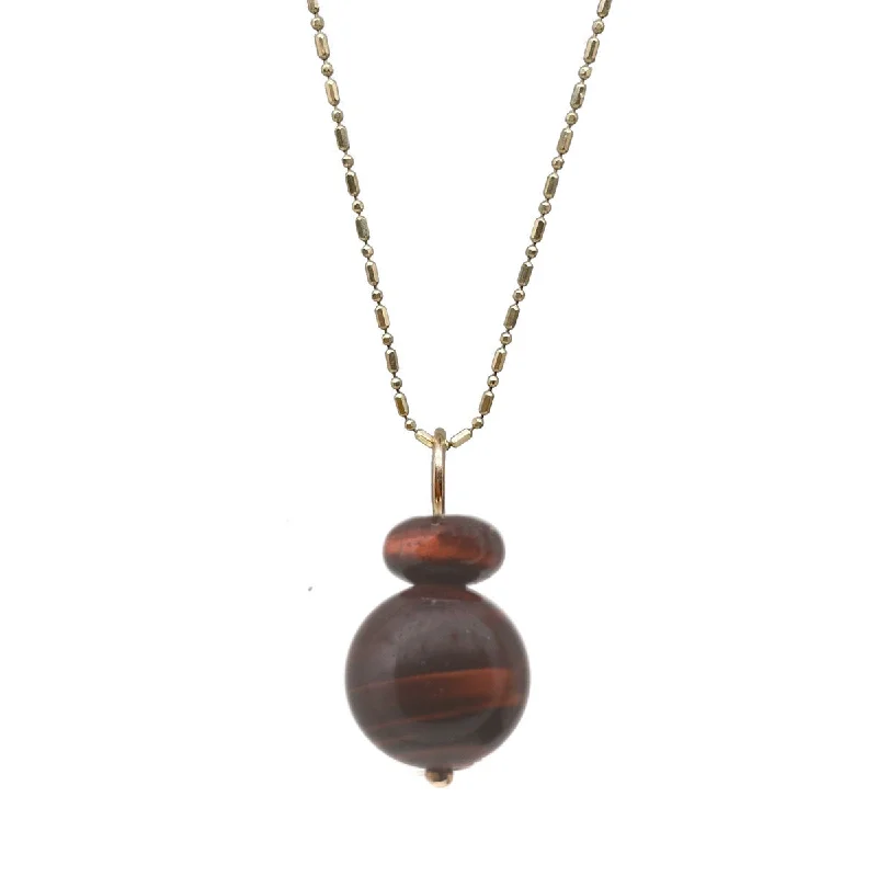 Women's formal necklaces-Lucky Pom Charm Red Tigers Eye