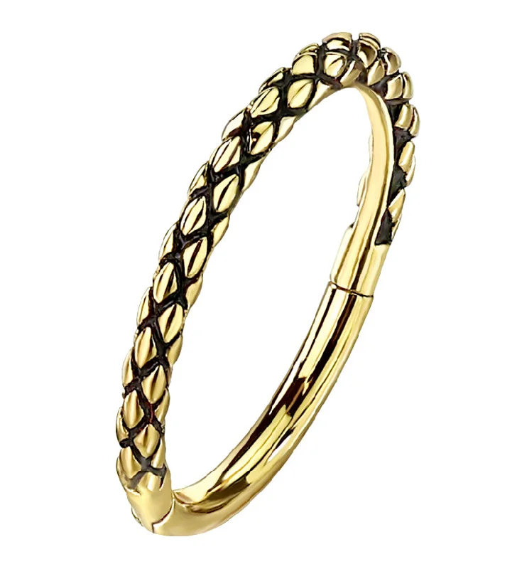 Women's graduation rings-Scales Gold PVD Hinged Segment Ring