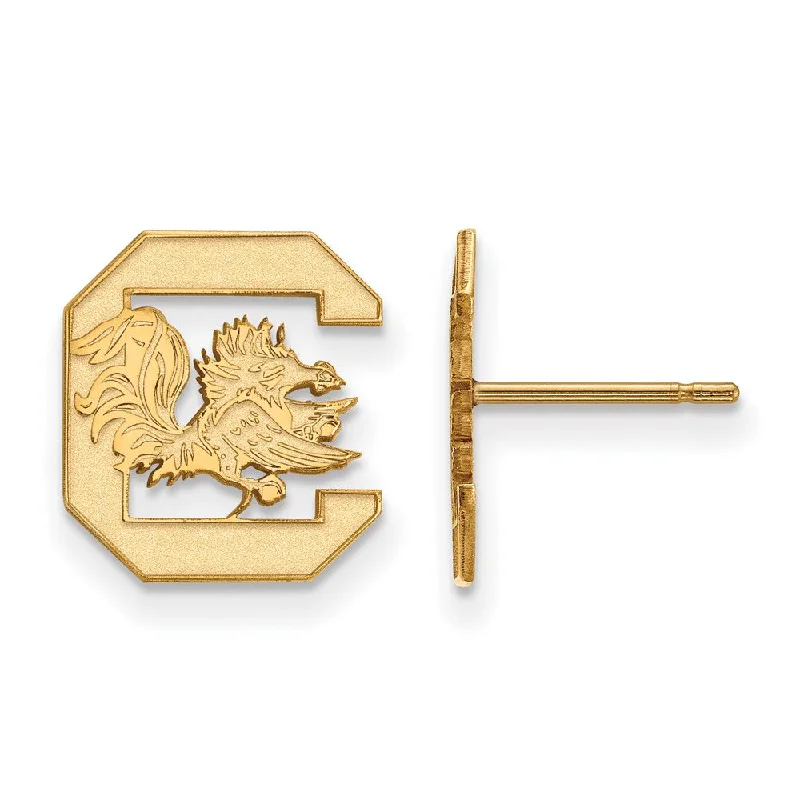 Women's luxury party earrings-14k Gold Plated Silver U of South Carolina SM Post Earrings