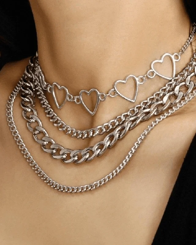 Women's friendship necklaces-Heart Multilayer Necklace