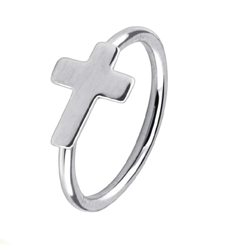 Women's pearl rings-20G Stainless Steel Cross Seamless Hoop Ring