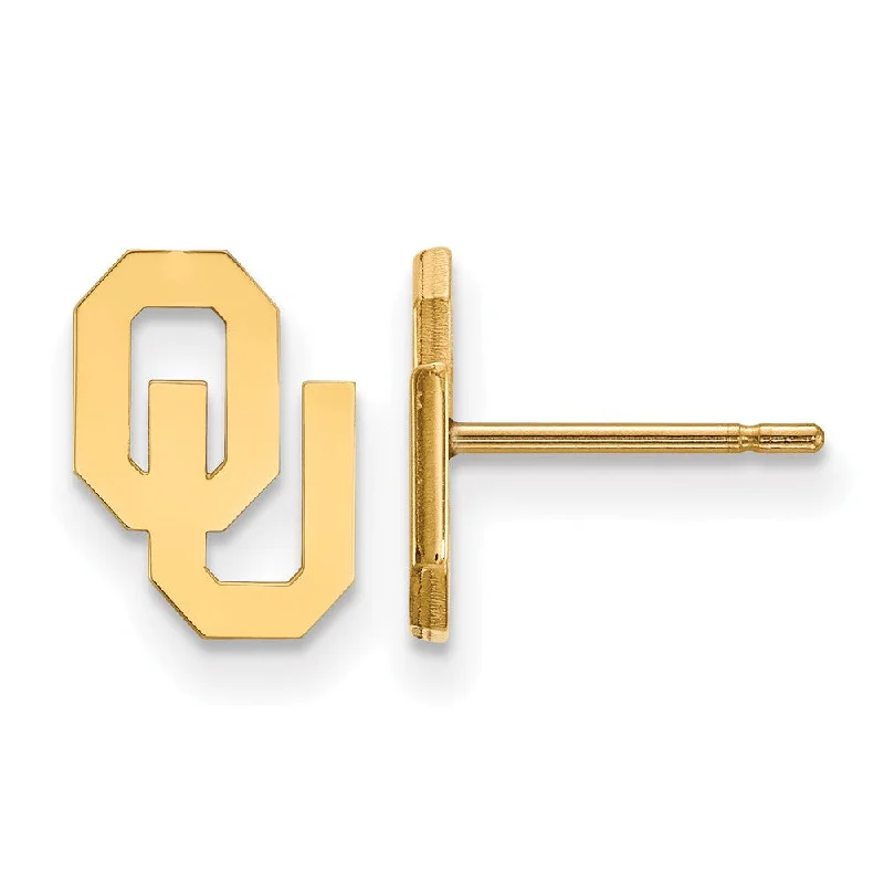 Women's astrology earrings-14k Yellow Gold University of Oklahoma XS (Tiny) Post Earrings