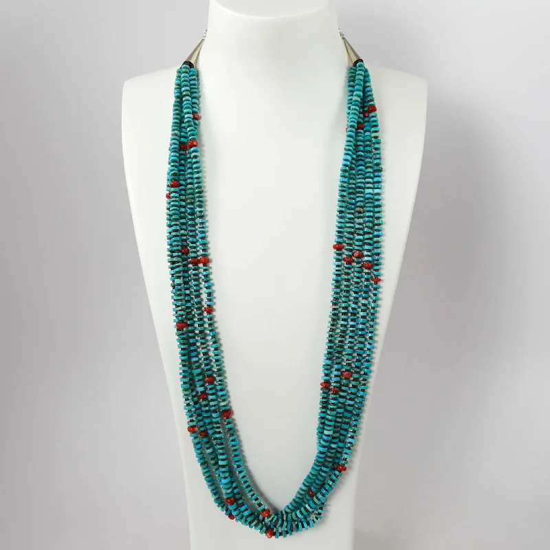 Modern women's necklaces-Turquoise and Coral Necklace