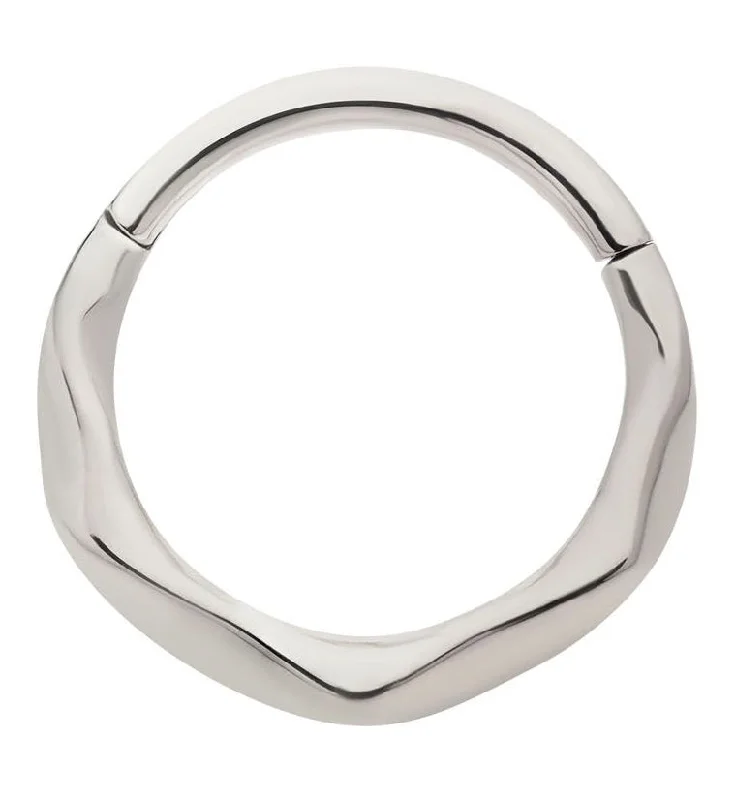 Women's sapphire rings-Ripple Stainless Steel Hinged Segment Ring