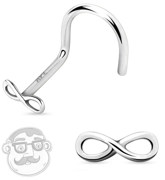 Women's elegant rings-20G 14kt White Gold Infinity Nose Screw Ring