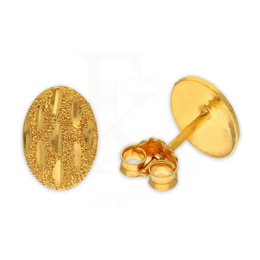 Women's photo earrings-Gold Oval Shaped Stud Earrings 22KT - FKJERN22K3125