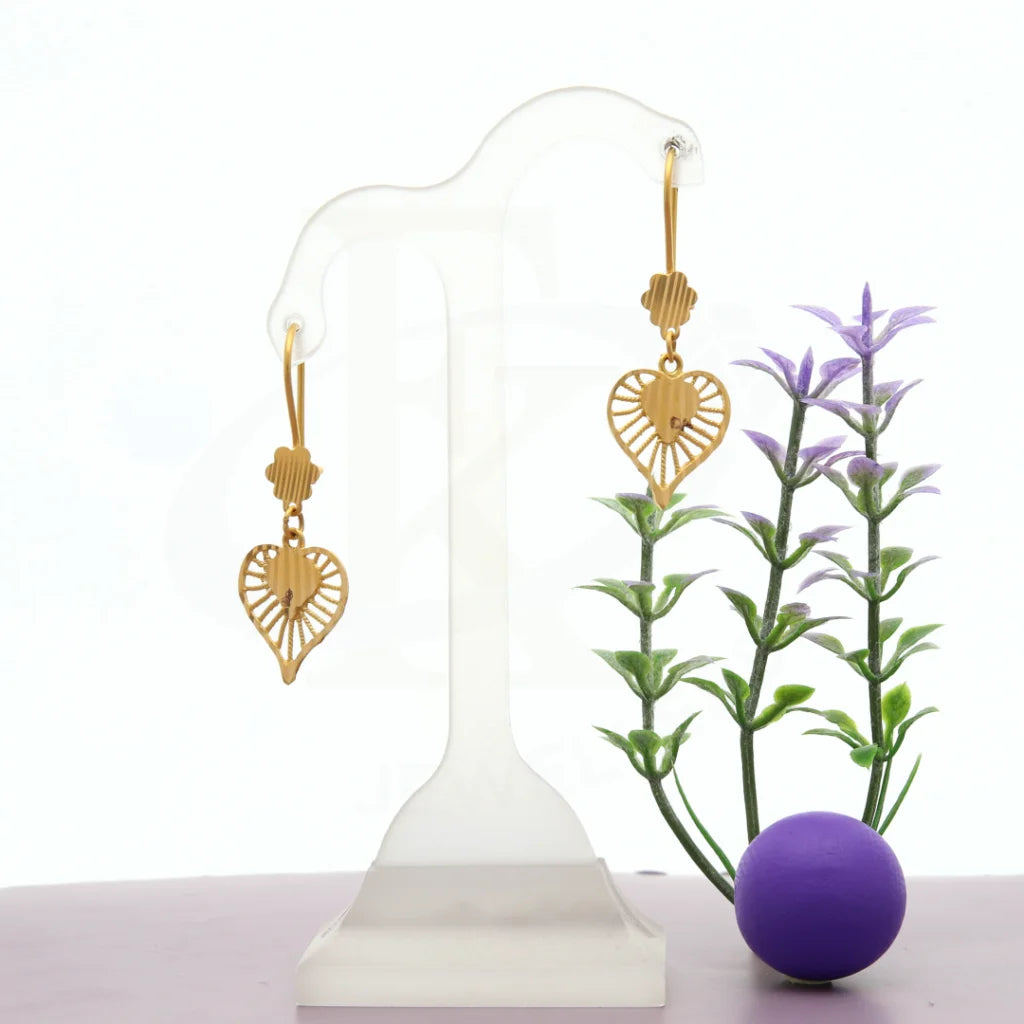 Women's religious earrings-Gold Heart Shaped Earrings 21KT - FKJERN21K7759