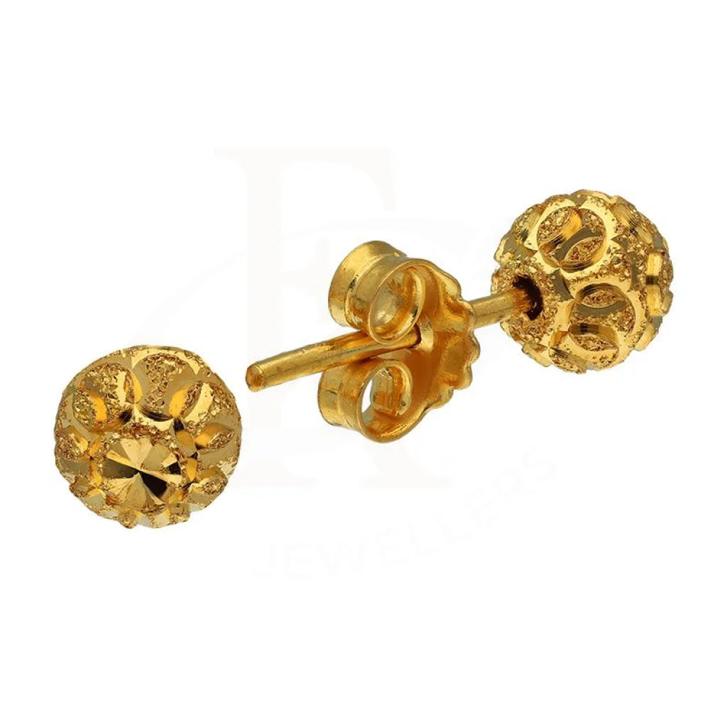 Modern women's earrings-Gold Ball Stud Earrings 22KT - FKJERN22K2825