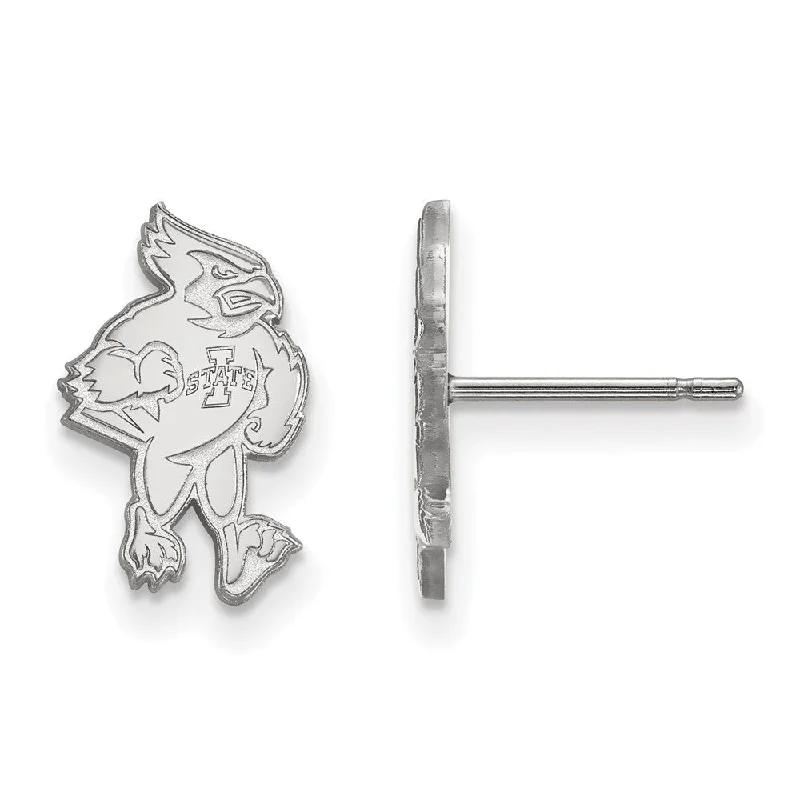 Women's zodiac earrings-10k White Gold Iowa State University Small Post Earrings