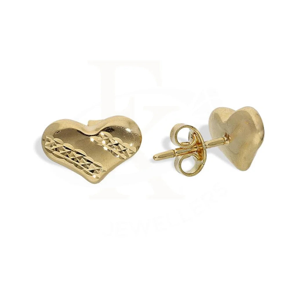 Women's everyday earrings-Gold Heart Shaped Stud Earrings 18KT - FKJERN18K2205