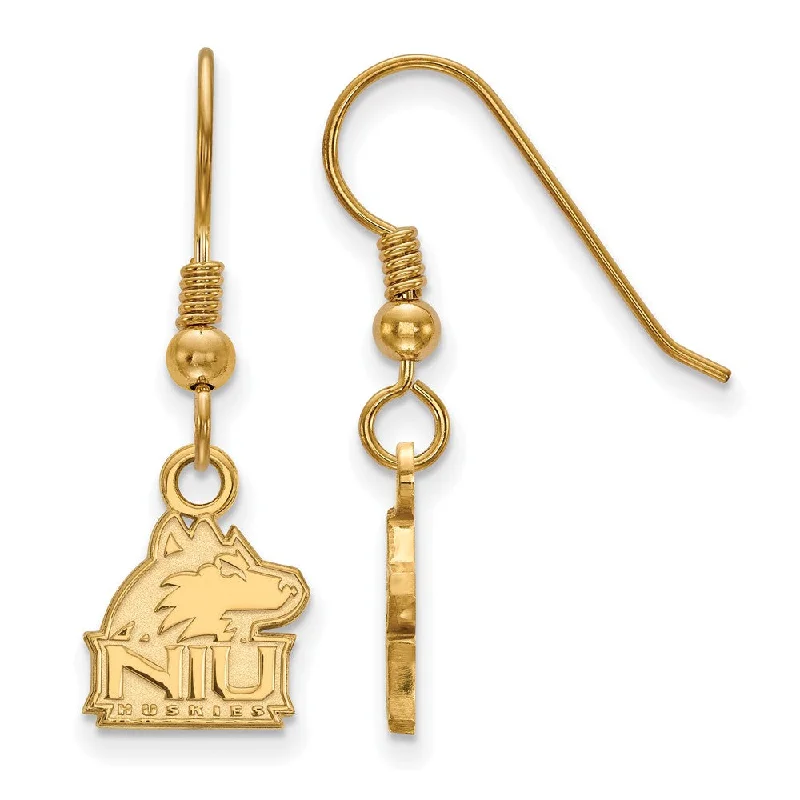 Women's leather earrings-14k Gold Plated Silver North Illinois University Dangle Earring