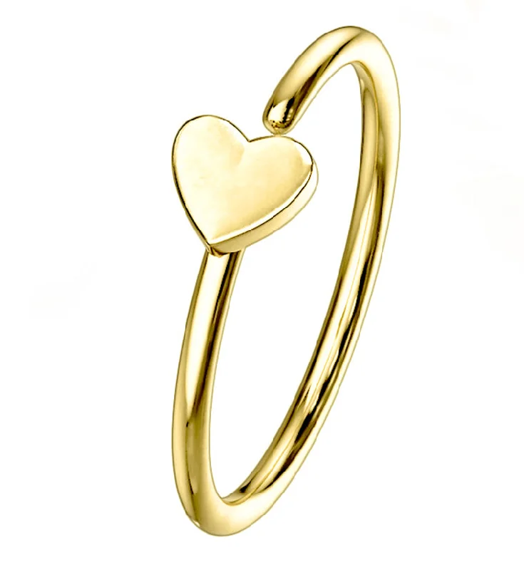 Women's custom design rings-20G Gold PVD Stainless Steel Heart Seamless Ring