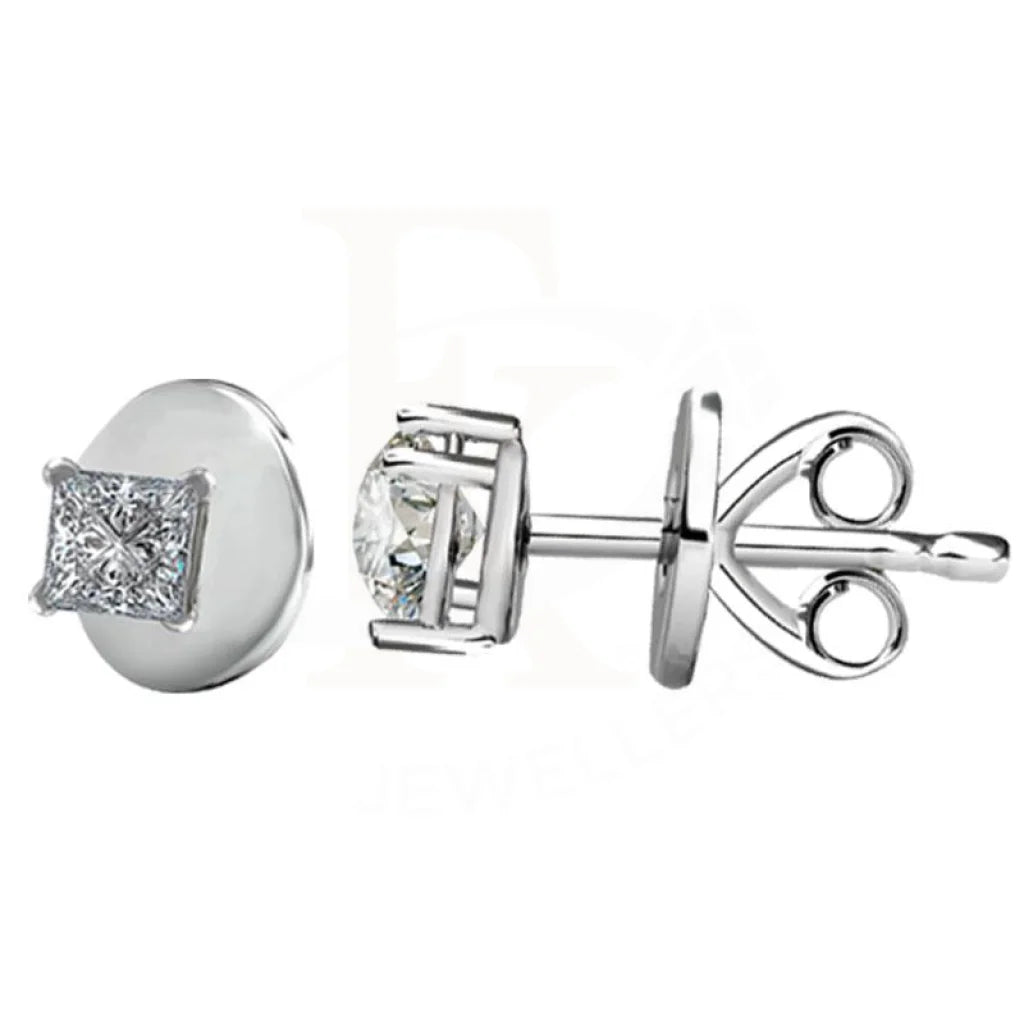 Women's minimalist earrings-Swarovski Zirconia Princess Cut Solitaire Stud Earrings in 925 Silver - FKJERN1757