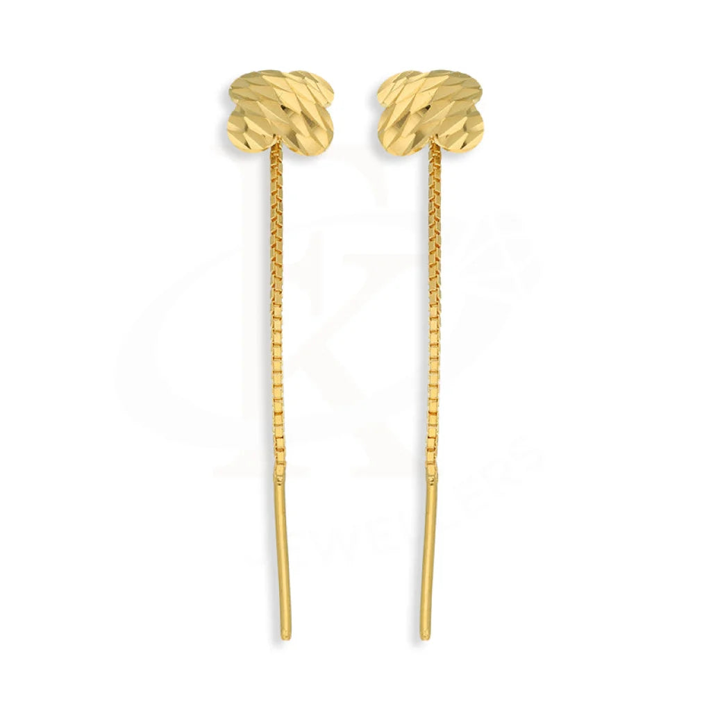 Women's fashion earrings-Gold Flower Tic-Tac Drop Earrings 22KT - FKJERN22K5086