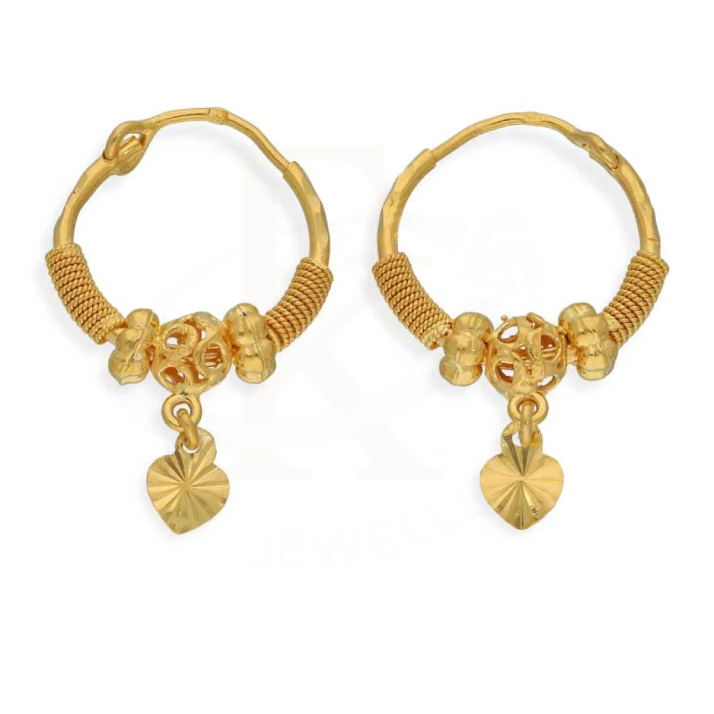 Designer women's earrings-Gold Hoop Earrings 22KT - FKJERN22K2706