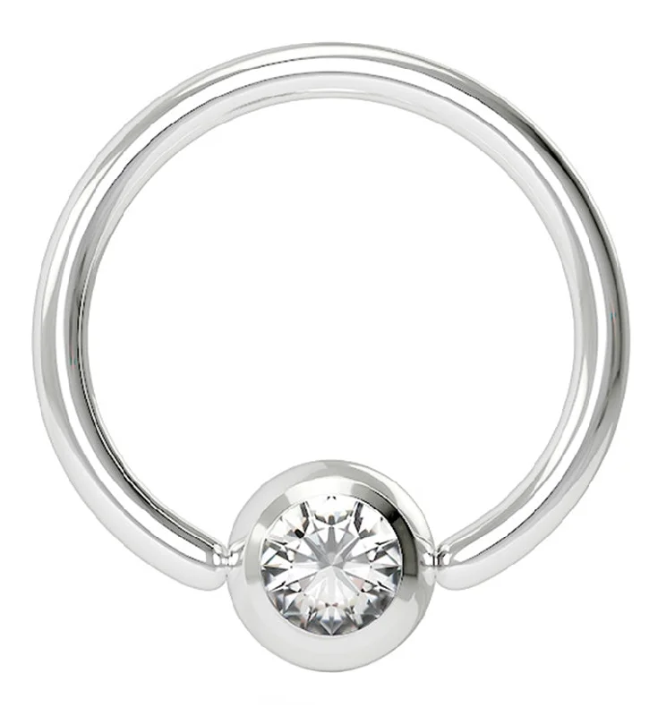 Women's graduation rings-Clear Gem Stainless Steel Captive Ring